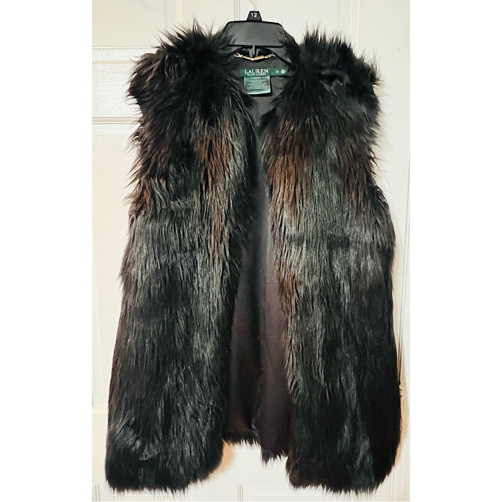 Ralph Lauren Black Faux Fur Vest
